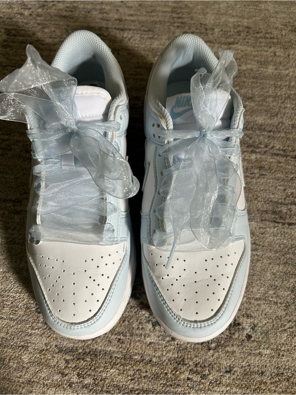 Nike Dunk Low Next Nature Blue Tint Sheer Lace Pack Sneakers Size 7 Ribbon - Picture 3 of 11
